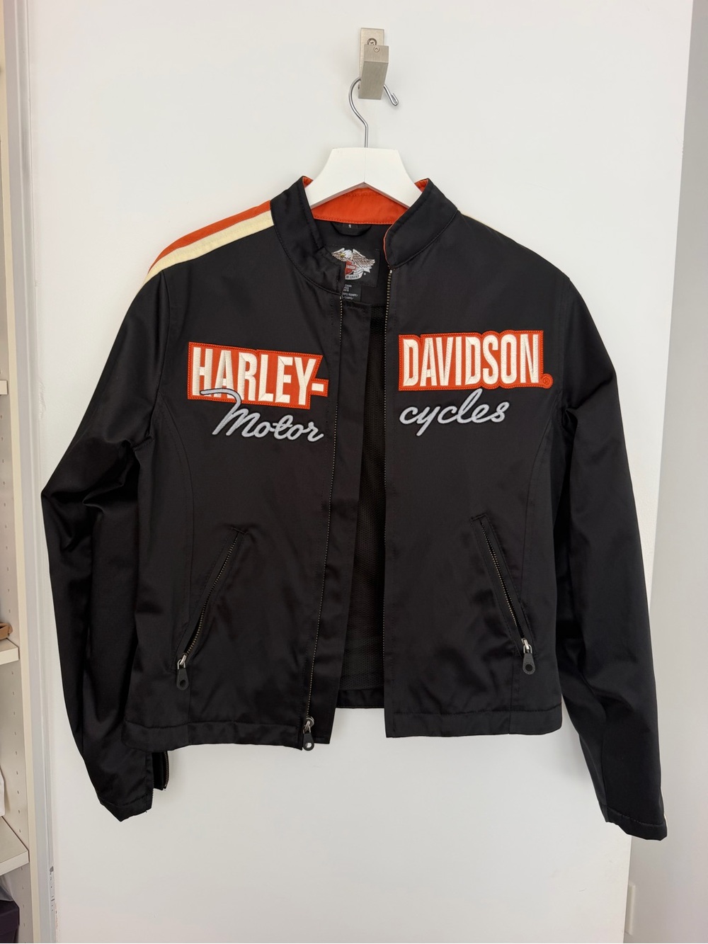 Vintage Harley-Davidson Black & Orange Motorcycles Jacket